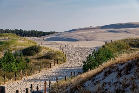 Beach access and dune landscape around the Lontz Dune, Wydma Lacka, the largest travelling dune on