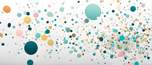 Abstract New Years Eve confetti explosion, with minimalist colored squares and circles falling