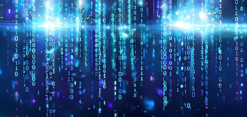 Abstract animation of binary code cascading down like digital rain, representing data insights in