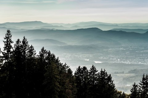 View of the Rhine Valley and the Swiss Jura, Rickenbach, Hotzenwald, Southern Black Forest, Black