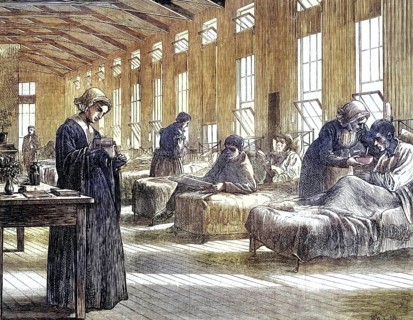 Ward in the smallpox hospital in Hampstead. This hospital was run by the Metropolitan Asylums Board