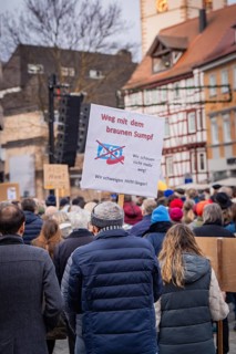 Demonstration with a poster calling for the rejection of right-wing extremism, Gegen Rechts Demo,