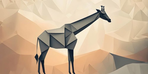 Abstract origami giraffe wallpaper illustration, AI generated