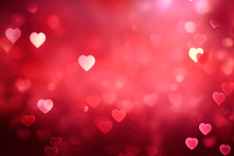 A romantic and dreamy background featuring heart-shaped bokeh lights, perfect for Valentine's Day