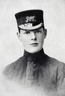 Winston S. Churchill 1874 to 1965 as gentleman cadet from A Roving Commission by Winston S.