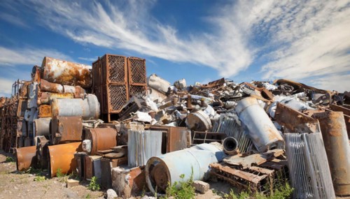 Symbolism, large scrap yard with scrap metal, AI-generated, AI-generated, AI generated