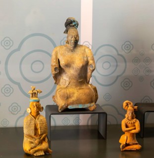Model figurine of sitting woman, from Jaina, Late classical period, Mayan archaeological museum,