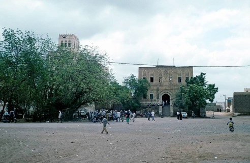 Historic buildings on the main square of the old town of Zebid, Zabid, Yemen 1998 UNESCO World