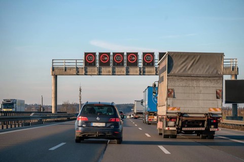 Traffic guidance system on the A9 motorway, Bavaria, Germany, Europe