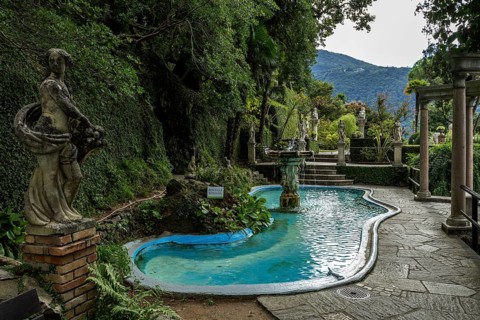 Roman fountain, Fontana Romana, Scherrer Park, Parco Scherrer, Morcote, Lake Lugano, Lago di