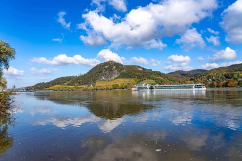 Drachenfels, a mountain in the Siebengebirge on the Rhine between Bad Honnef and Königswinter, with