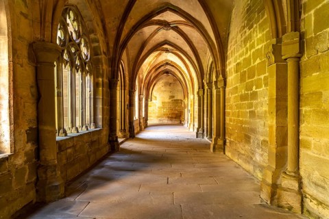 Cloister in Maulbronn Monastery, Maulbronn, Baden-Württemberg, Germany, Europe