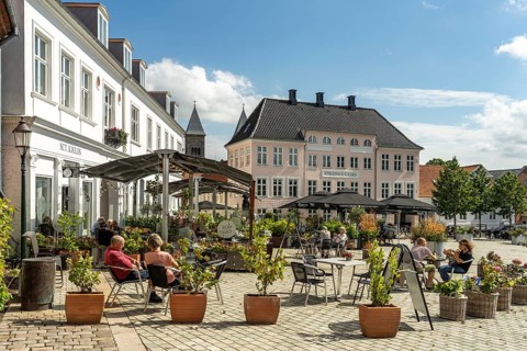 Cafe at Nytorv Square, Viborg, Denmark, Europe