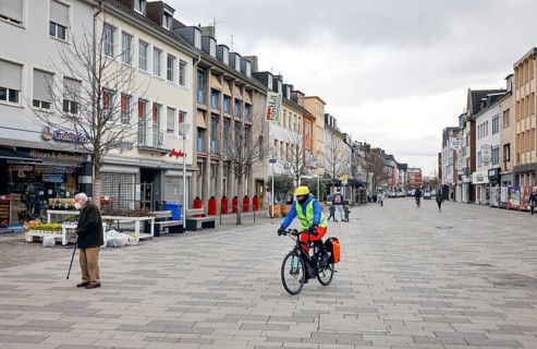 Düren, North Rhine-Westphalia, Germany - Düren city centre in times of the corona crisis during the