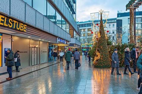 City Christmas market at Breitscheidplatz on Kurfürstendamm in Berlin, Germany, Europe