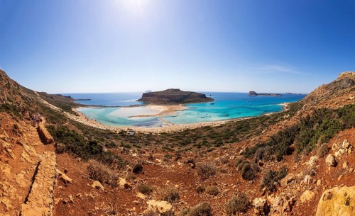 Beach and bay of Balos, Gramvousa peninsula, Kolimbari, West Crete, Crete, Greece, Europe