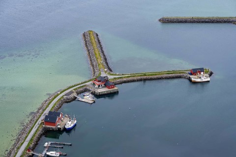 View of Ramberg harbour, harbour pier, Lofoten, Norway, Europe