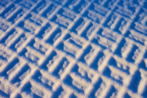 Geometric pattern in the snow in clear winter light, winter, Wasserkuppe, Gersfeld, Rhön, Hesse,