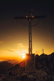 Sunrise hiking tour on the Säuling in the Allgäu in Bavaria, Germany, Europe