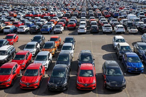 Duisburg, North Rhine-Westphalia, Germany, new cars, transhipment centre, car terminal in Duisburg