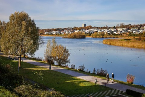 Dortmund, North Rhine-Westphalia, Germany, Phoenix Lake. A former industrial wasteland of 99