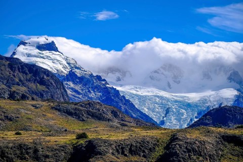 El Chaltén, Patagonia, Argentina, El Chaltén with a view of the Fitz Roy massif. El Chaltén offers