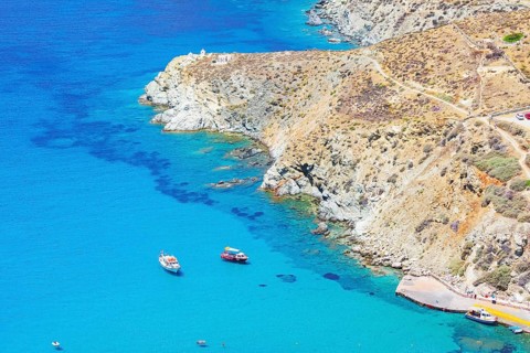 Agali bay, top view, Agali, Folegandros Island, Cyclades Islands, Greece, Europe