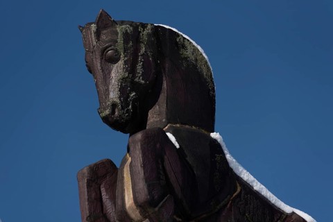 Detail of the Magdeburg Horse Gate, built in 1927 on the occasion of the German Theatre Exhibition,