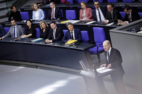 Olaf Scholz, Federal Chancellor, recorded as part of the government statement on the European