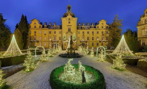 Christmas lights winter snow Bückeburg Castle Germany