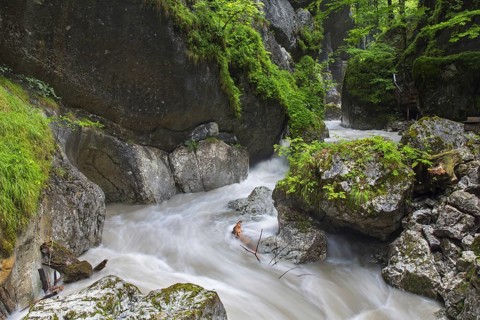 The river Weißbach running through the Seisenbergklamm, Seisenbachklamm, gorge near Weißbach bei