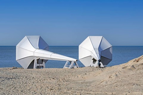 I Can Hear It, art installation on the beach by Ivars Drulle at seaside resort Westende,