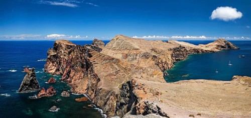 Madeira Island scenic rugged landscape, Ponta do Sao Lourenco cape, Miradouro do Abismo viewpoint.