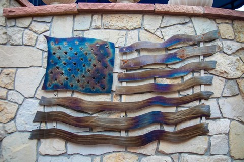 Pueblo, Colorado - An American flag made from steel outside the Center for American Values. The