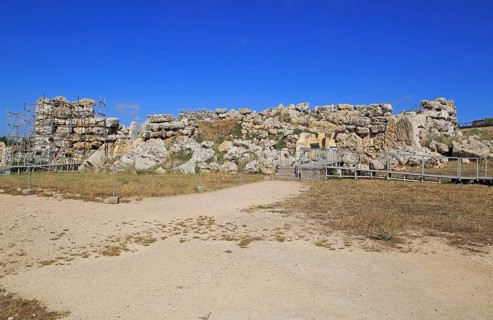 Ggantija neolithic megalithic 5500 years old prehistoric temple complex site Gozo, Malta, Europe