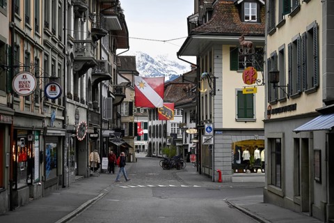 Old town pedestrian zone, Thun, Switzerland, Europe