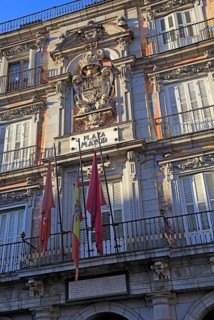 Plaza Mayor, Madrid, Spain designed 1619 Juan Gomez de Mora central square tourist attraction in