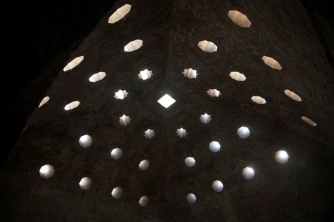 Star shaped roof light in Banos Arabes, historic Arabic Baths, eleventh century Moorish public
