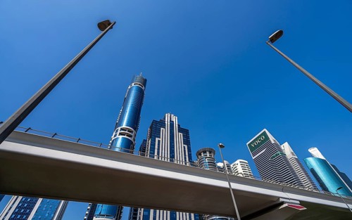 Dubai, Downtown skyscrapers and Sheik Zayed Road, United Arab Emirates, Middle East, Asia