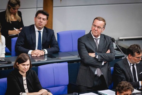 Boris Pistorius, Federal Minister of Defence, during government questioning in the Bundestag in