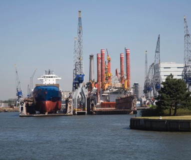 Dry dock shipyard Port of Rotterdam, Netherlands