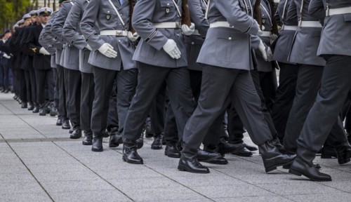 Guard battalion of the Bundeswehr during the final roll call at the Federal Ministry of Defence to