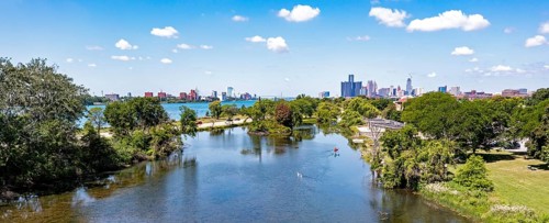 Detroit, Michigan, Lake Tacoma on Belle Isle, an island state park in the Detroit River