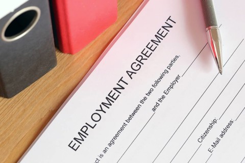 Blank form of an employment contract in English