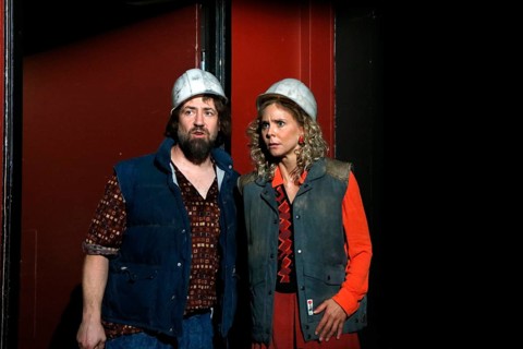 Citizens Lars Dietrich and Sabine Fürst at the photo rehearsal on Stasi, stress and stumbling