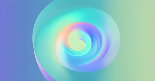 Spiral shape that slowly expands, rotates, and shifts colors in a soft gradient, invoking a