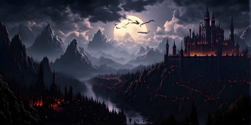 Pixel art illustration of a sprawling fantasy kingdom with majestic castle perched atop a hill, AI