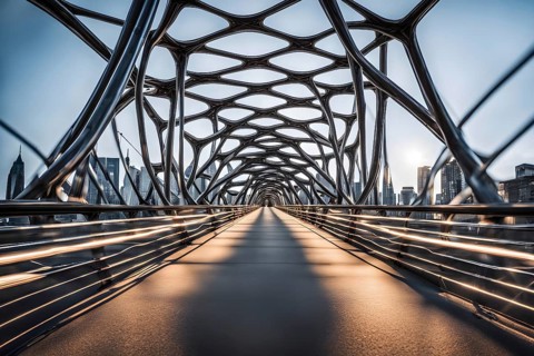 Modern bridge design of a network of interconnected shapes inspired by the structure of spider