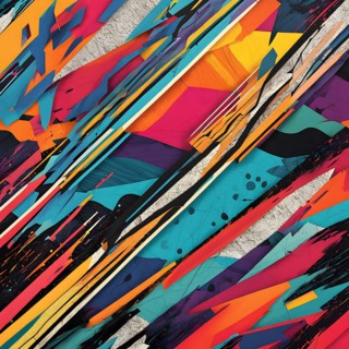 Pop art styled music album illustration featuring abstract crayon patterns and erratic lines in