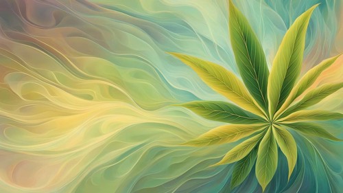 Abstract painting symbolizing the tranquil impact of cannabis in swirling soft pastel hues, AI